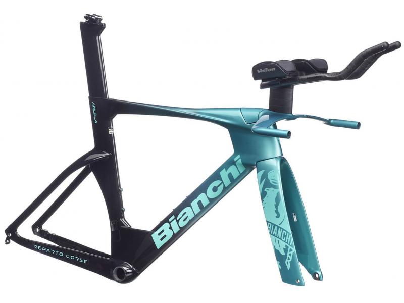 BIANCHI AQUILA RC - FRAME KIT - METALLIC CELESTE / BLACK UD CARBON